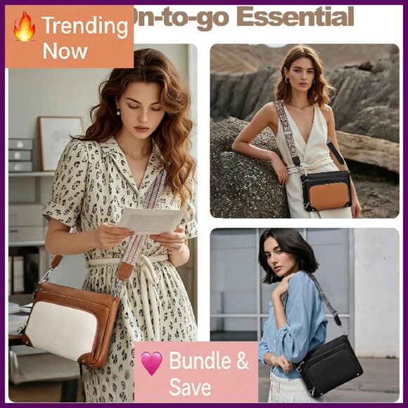 Anti-Theft Crossbody Bag with Built-in Wallet RFID Blocking Travel Purse - Picture 2 of 4